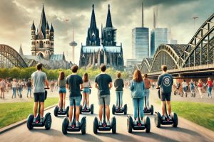 Gruppe von Segway-Fahrern bei einer Tour durch Köln.